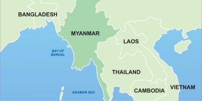 Մյանմա քարտեզի վրա Ասիայում