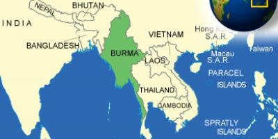 Բիրմա կամ Մյանմա քարտեզի վրա 