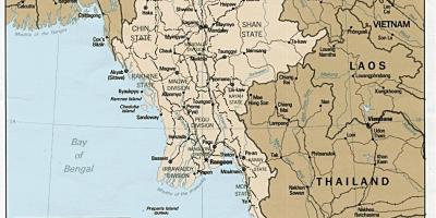 Янгон Բիրմա քարտեզի վրա